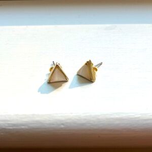 Gold and Pink Stone Stud Earrings